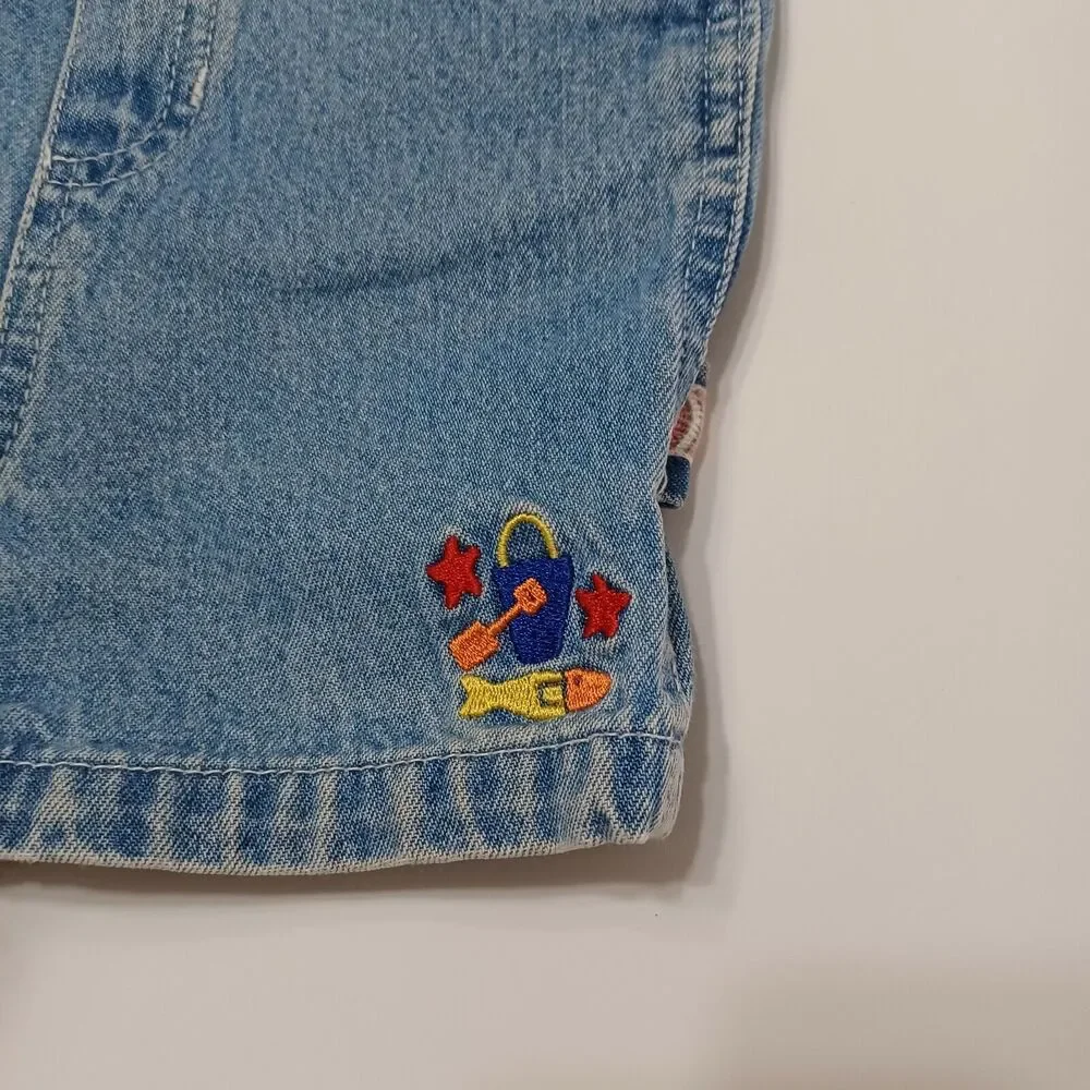 Honors Baby 18 Months Denim Shortalls Blue Adjustable Strap Overall Shorts Stars
